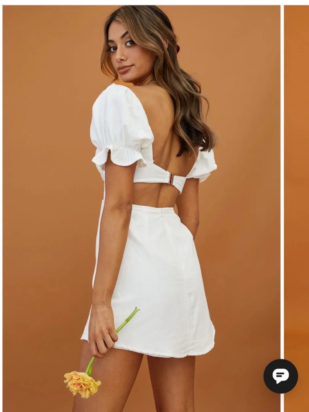 Norma Jean Neck Puff Sleeve Mini Dress in white - Picture 2 of 4